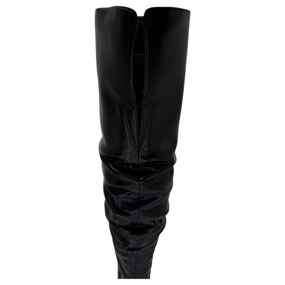 INC Iyonna Black Faux Leather Ruched Shaft OTK Heeled Womens Boots Size 8M - Picture 9 of 12